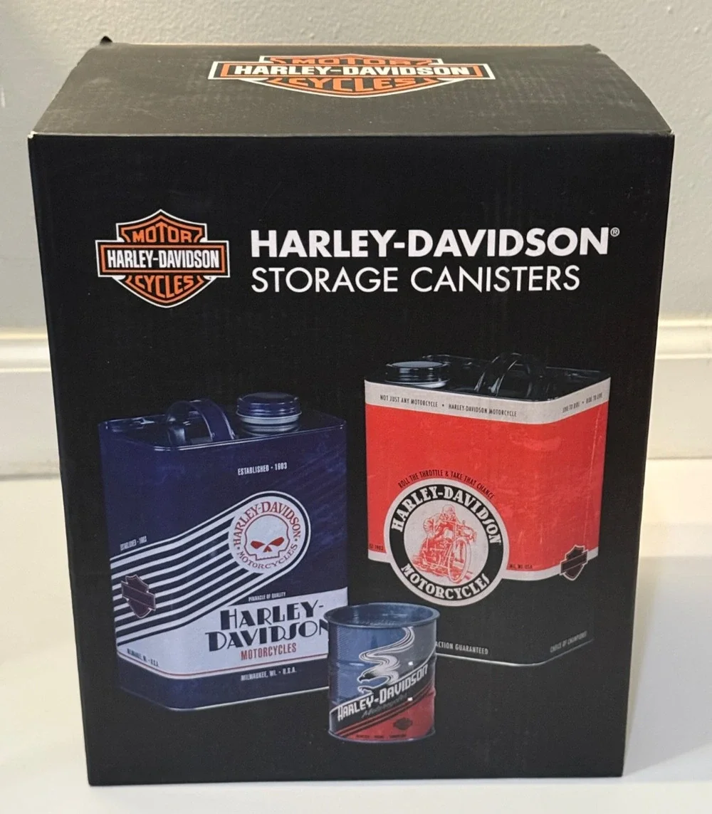 🏍️ Harley-Davidson Storage Canister Set Roadhouse Collection NEW 3pc